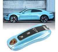 Jaronx Compatible with Porsche Key Fob Cover, Compatible with Porsche Cayenne Panamera Key Fob Cover 2018-2024, for Carrera Taycan Accessories 2020-2024 (Crystal Blue-New)