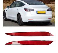 Jaronx Compatible with Tesla Mode 3 Rear Bumper Reflector Lights 2017-2023, Left & Right Rear Bumper Red Marker Trim, Bumper Reflector Light Replacement for Model 3 Back Bumper Tail Reflector