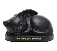 JARPSIRY Angel Cat Memorial Statue Grave Marker, Pet Urn for Ashes, Resin Sleeping Cat Sculpture Garden Ornament, Pet Loss Gift