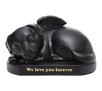 JARPSIRY Angel Dog Memorial Statue Grave Marker, Pet Urn for Ashes, Resin Sleeping Dog Sculpture Garden Ornament, Pet Loss Gift
