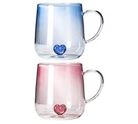 JARPSIRY Novelty Borosilicate Glass Coffee Mug, 3D Love Heart Inside Tea Cup 13.5oz, Romantic Gift for Him or Her Birthday, Valentines Day, Anniversary, Wedding
