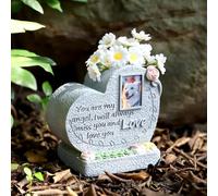 JARPSIRY Pet Memorial Stone for Dog or Cat, Pet Grave Marker with Photo Frame Slot and Flower Bouquet Holder, Unique Dog Memorial Headstone Garden Stone, Loss of Pet Gift (You are My Angel)