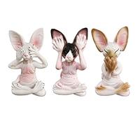 JARPSIRY Set of 3 Wise Sphynx Cat Statue See Hear Speak No Evil Zen Meditating Yoga Cats Figurine Buddha Cats Sculptures 3.3" Tall Shelf Sitters