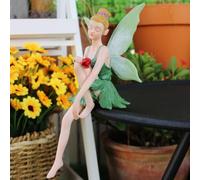 JARPSIRY Sitting Fairy Statue Outdoor Garden Decor, 7" Tall Resin Angel Figurine Home Shelf Sitter Yard Art Sculpture for Patio Lawn Porch Ornaments (Colorful)