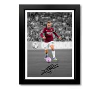 Jarrod Bowen West Ham Signed Photo Poster Print Picture Display Framed Autograph Memorabilia for Football Fans Gift England (A4 Framed & Mounted B+W)