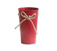 Jarrón Shabby Chic Milk Can Vase for Flowers 7.9 Inch Farmhouse Galvanized Metal Jug Flower Vase w/Linen Rope Bowknot Rustic Milk Can Tin Jug for Wedding Home Decor Florero