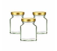 Jars and Bottles 200ml Square Glass Jar with Twist-Off Lid | Clear Preserve Jar for Honey, Jam, Chutney, Herbs & Spices | Airtight Food Storage Jar | J&B (3)