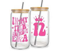 Jars Nova 12th Birthday Gifts for Girls | Unique 12th Birthday Glass Cups with Lids and Straws | Present for 12 Years Old Girls Kids Sister Daughter Cousin Niece Granddaughter Celebration
