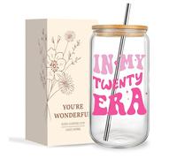 Jars Nova 20th Birthday Gifts for Girls | 20th Birthday Present | Glass Cups with Lids and Straws for Her Best Friend Sister Gift