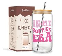 Jars Nova 40th Birthday Gifts for Women | 40th Birthday Present | Glass Cups with Lids and Straws for Women Best Friend Sister Gift