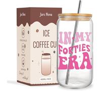 Jars Nova 40th Birthday Gifts for Women | 40th Birthday Present | Glass Cups with Lids and Straws for Women Best Friend Sister Gift