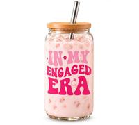 Jars Nova Engaged Gifts for Women | Engagement Present | Glass Cups with Lids and Straws for Bride to Be Fiancee Best Friend Sister