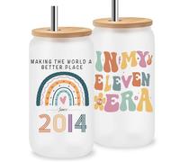 Jars Nova Meaningful 11th Birthday Gift for Girls- 11th Birthday Gifts for Her- 16oz Iced Coffee Cup with Inspirational Quote & Reusable Straw
