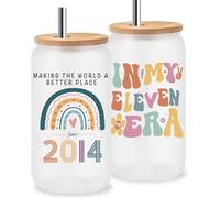 Jars Nova Meaningful Gifts for 11 Year Olds Girls- 11th Birthday Gifts for Girls- 16oz Iced Coffee Cup with Inspirational Quote & Reusable Straw