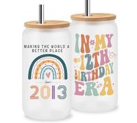 Jars Nova Meaningful Gifts for 12 Year Olds Girls- 12th Birthday Gifts for Girls- 16oz Iced Coffee Cup with Inspirational Quote & Reusable Straw