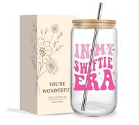 Jars Nova Music Lovers Gifts Iced Coffee Glass Cup | 16oz Music Lover Travel Mug | Singer Merchandise Cup with Lids and Straws | Personalized Singer Support Gift for Friend Bestie Colleagues Sister