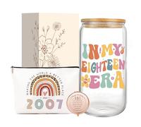 Jars Nova Unique 18th Birthday Gifts for Women - Happy 18th Birthday Gifts Decoration with Inspiring Compact Mirror Comestic Bag for Sister Friends Daughter Co-Worker Sister Aunt Wife