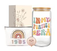 Jars Nova Unique 40th Birthday Gifts for Women - Happy 40th Birthday Gifts Decoration with Inspiring Compact Mirror Comestic Bag for Sister Friends Daughter Co-Worker Sister Aunt Wife