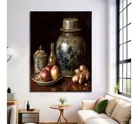 Jars Vegetables Canvas Art Pictures Large Prints, Dark Brown Vintage Art Wall Art Home Decor Poster Painting, Decorative Painting For Coffee Home Bar 70x100cm Unframed