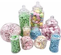 Jars2u - Plastic Party Pack Candy Buffet Sweet Jar Kit -10 Assorted Small Large Jars & Bobble Lids