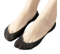 JARSEEN 4Pairs Low Cut No Show Liner Socks Women Breath Mesh Cotton Nylon Hidden Invisible Socks Anti-slip for Boat Loafer Sneakers (4Black, UK 6-9)