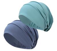 JarseHera Cotton Slouchy Beanie Chemo Headwear Soft Slouch Cancer Caps Hats Head Cover for Hair Loss, 2 Pcs,denim Blue+pastel Blue, One size
