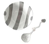 Jarsense 1 Set 5 Inch Gray Candy Shaped Yogurt Cereal Bowl, Ceramic with Spoon, Salad Bowl, Breakfast Bowl, Fruit Bowl with Morange Pattern Gifts for Friends