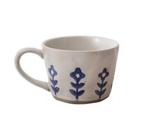 Jarsense 12oz Handcrafted Rustic Ceramic Coffee Mug - Japanese-Inspired Pottery Cup, Blue Flower Design, Dishwasher & Microwave Safe