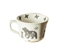 Jarsense 12oz Handcrafted Rustic Ceramic Coffee Mug - Japanese-Inspired Pottery Cup, Gray Bear Design, Dishwasher & Microwave Safe