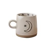 Jarsense 12oz Handcrafted Rustic Ceramic Coffee Mug - Japanese-Inspired Pottery Cup, Large Moon Design, Dishwasher & Microwave Safe
