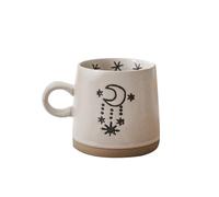 Jarsense 12oz Handcrafted Rustic Ceramic Coffee Mug - Japanese-Inspired Pottery Cup, Small Moon Design, Dishwasher & Microwave Safe