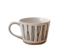 Jarsense 12oz Handcrafted Rustic Ceramic Coffee Mug - Japanese-Inspired Pottery Cup, Vertical Stripe Design, Dishwasher & Microwave Safe