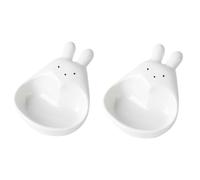 Jarsense 2-Piece Ceramic Rabbit-Shaped Mixing Bowls, White; Compact, Asian Style; Ideal for Side Dishes, Desserts, Snacks, and More