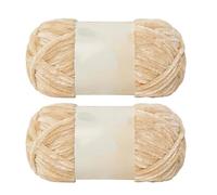 Jarsense 2pcs*100g Chenille Yarn for Crocheting Bulky Soft Velvet Yarn for Knitting， Super Bulky 100g for Crochet Weaving Craft (Light Tan)
