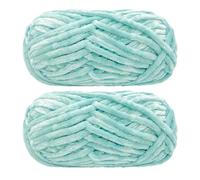 Jarsense 2pcs*100g Chenille Yarn for Crocheting Bulky Soft Velvet Yarn for Knitting， Super Bulky 100g for Crochet Weaving Craft (Blue-Green)