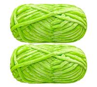 Jarsense 2pcs*100g Chenille Yarn for Crocheting Bulky Soft Velvet Yarn for Knitting， Super Bulky 100g for Crochet Weaving Craft (Green)