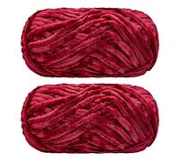 Jarsense 2pcs*100g Chenille Yarn for Crocheting Bulky Soft Velvet Yarn for Knitting， Super Bulky 100g for Crochet Weaving Craft (Red)