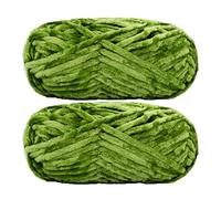 Jarsense 2pcs*100g Chenille Yarn for Crocheting Bulky Soft Velvet Yarn for Knitting， Super Bulky 100g for Crochet Weaving Craft (Olive-Green)