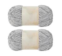 Jarsense 2pcs*100g Chenille Yarn for Crocheting Bulky Soft Velvet Yarn for Knitting， Super Bulky 100g for Crochet Weaving Craft (Light Grey)