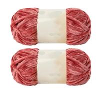 Jarsense 2pcs*100g Chenille Yarn for Crocheting Bulky Soft Velvet Yarn for Knitting， Super Bulky 100g for Crochet Weaving Craft (Pink-Red)