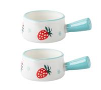 Jarsense 2PCS 50ML Household Ceramic Plates Plates with Handles Strawberry Pattern Ceramic Plates Sauces and Vinegar Tableware Seasoning Plates Coffee Small Milk Pots(Blue)