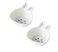 Jarsense 2PCS Ceramic Sauce Bowls Mini Side Dish Bowls White Animal Shape Mixing Bowls Dessert Bowls Mixing Bowls for Sushi Sauce Snacks Desserts Appetizers (Rabbit-A)