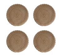 Jarsense 4PCS Cotton Place Mats Woven Round Table Placemats 38cm Heat Resistant Washable Table Mats for Kitchen, Dining Table (Khaki)
