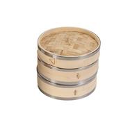 Jarsense Bamboo Steamer 13CM, Two-Tier Food Steamer Basket/Dim Sum Steamer, Includes Bamboo Lid and 2 x Bamboo Baskets, Great for Asian Cooking, Buns, Dumplings, Vegetables, Fish