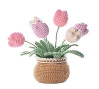 Jarsense Beginners Crochet Kit, DIY Crochet Succulents Kit with Step-by-Step Instructions and Video Tutorials for Adults and Kids Knitting Supplies DIY Craft Gift - Tulips