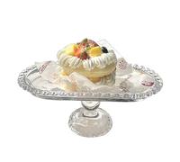 Jarsense Clear Oval Glass Cake Stand, Crystal Cake Dessert Fruit Plate with Domed Lid, Footed Cake Set for Birthday Party, Wedding