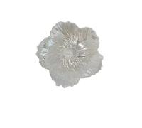 Jarsense Glass Fruit Plate, Flower Shape Crystal Dinner Plate, Snack Dessert Plate Serving Tray Decorative Plate for Wedding Party Office(S-Pearl White)