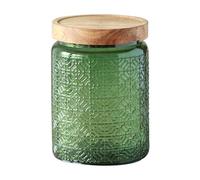 Jarsense Glass Jar 700ml Glass Sealed Jar with Wooden Lid Household Food Grade Storage Jar Coffee Bean Tea Leaf Jar Storage Jar Window Flower Pattern (Green)