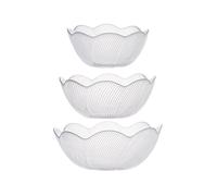 Jarsense Glass Serving Bowls, 3pcs Glass Salad Bowls, Vertical Round Mixing Bowls, Decorative Fruit Bowls, Dessert Bowls for Candy Ice Cream Hot and Cold Foods