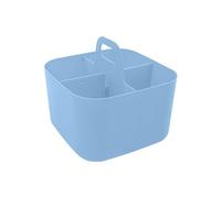 Jarsense Multi-functional Storage Box 4 Compartments Storage Box Stackable Storage Box with Handle Removable Divider Storage Box for Office Home Classroom Dormitory(Blue)